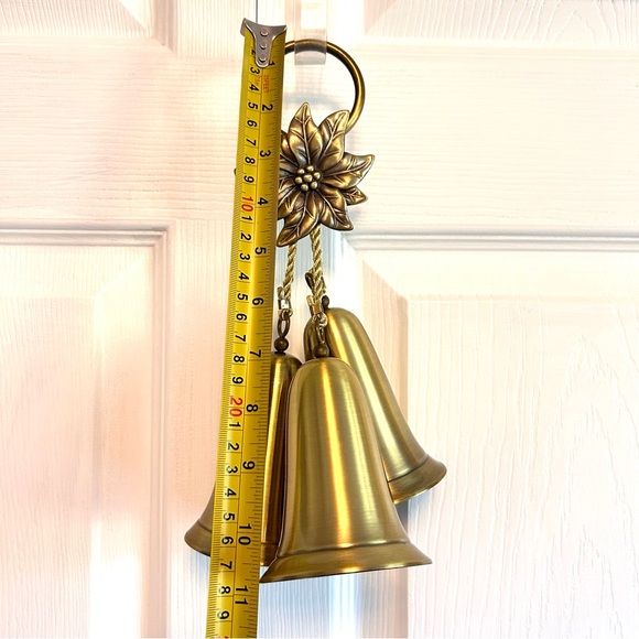 Christmas Brass Poinsettia And 3 Bells Decor - Picture 8 of 9